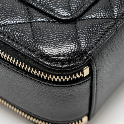Chanel Logo Detailed Handle Mini Pick Me Up Vanity Case Caviar Black  (Microchip)