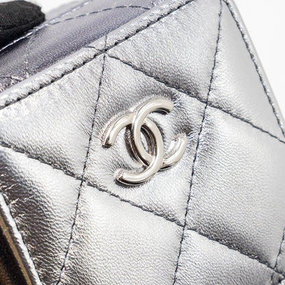 Chanel Mini Vanity with Giant Chain lambskin metallic grey