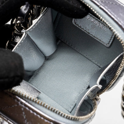 Chanel Mini Vanity with Giant Chain lambskin metallic grey