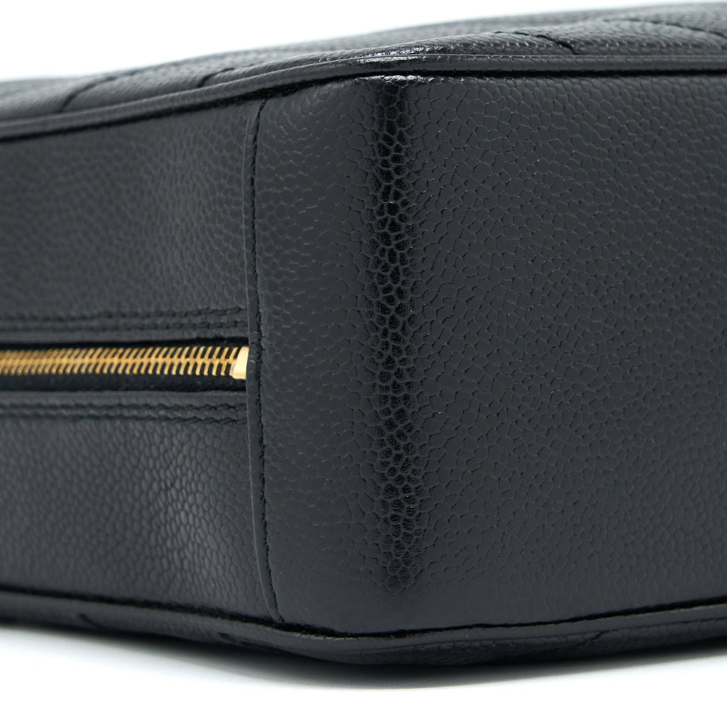 Chanel Vintage Camera Chevron Tote Bag Caviar Black