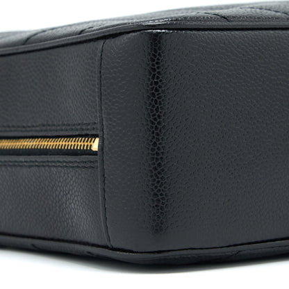 Chanel Vintage Camera Chevron Tote Bag Caviar Black
