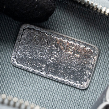 Chanel Mini Vanity with Giant Chain lambskin metallic grey