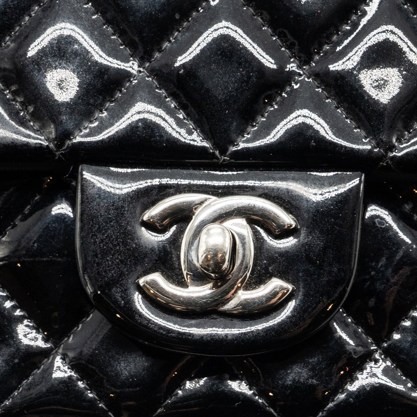 Chanel Mini Rectangular Flap Bag Patent Black