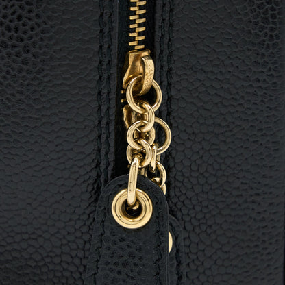 Chanel Vintage Camera Chevron Tote Bag Caviar Black