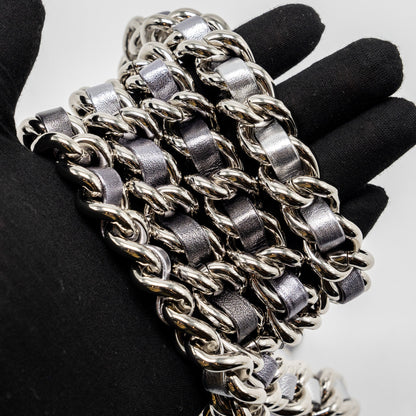 Chanel Mini Vanity with Giant Chain lambskin metallic grey