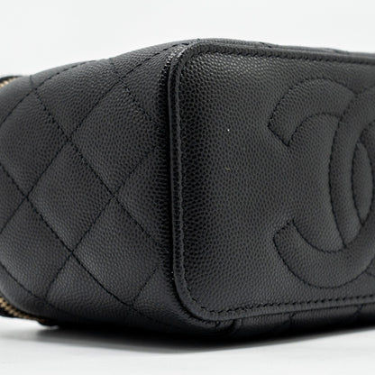 CHANEL Long Vanity With Chain Caviar Black L