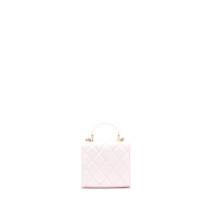 Chanel 22P Top Handle Mini Flap Bag With Chain Lambskin Pink L