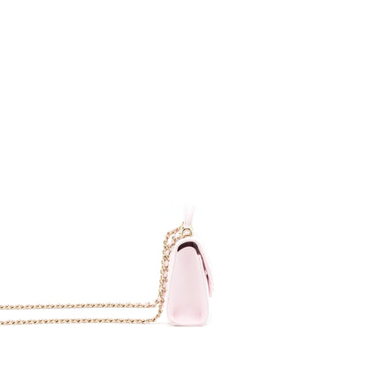Chanel 22P Top Handle Mini Flap Bag With Chain Lambskin Pink L