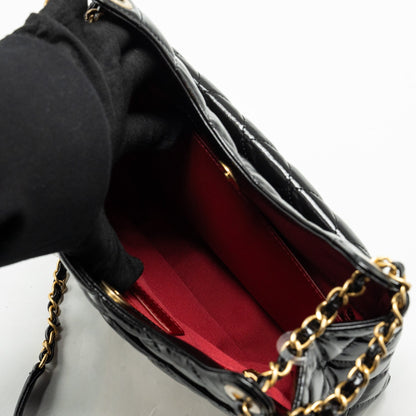 Chanel 23C Hobo Bag Shiny Calfskin Black Brushed  (Microchip)