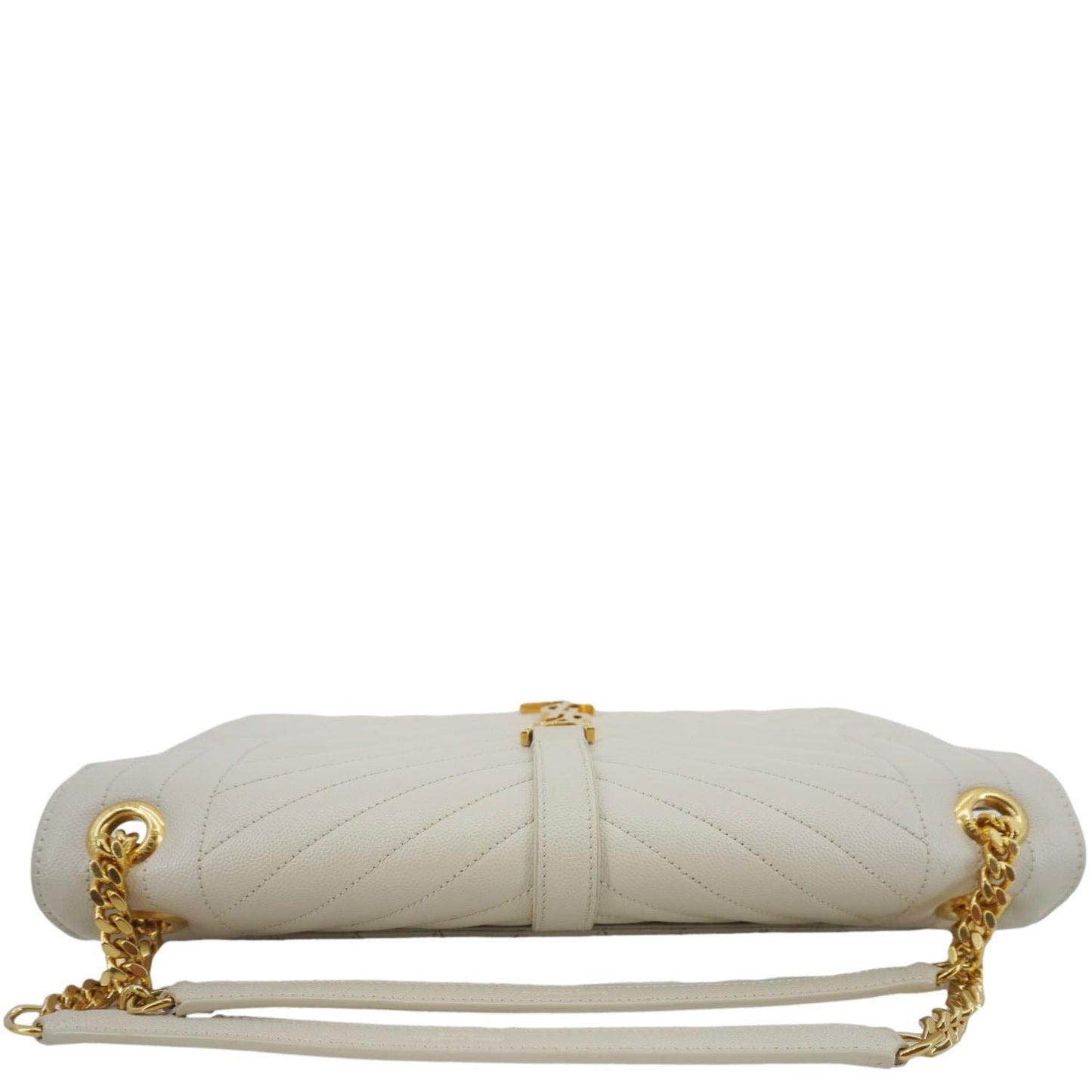 YVES SAINT LAURENT Envelope Large Mixed Matelasse Leather Shoulder Bag White