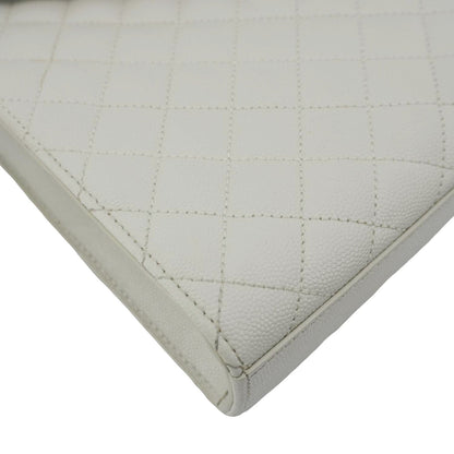 YVES SAINT LAURENT Envelope Large Mixed Matelasse Leather Shoulder Bag White