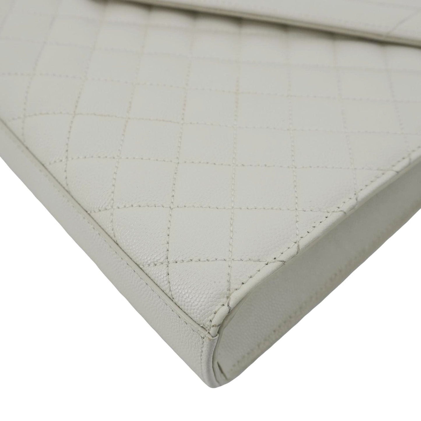 YVES SAINT LAURENT Envelope Large Mixed Matelasse Leather Shoulder Bag White