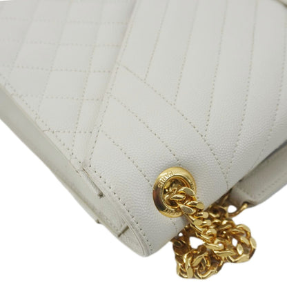 YVES SAINT LAURENT Envelope Large Mixed Matelasse Leather Shoulder Bag White