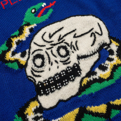 Gucci Size S Narcissus Poem Skull Sweater Wool/Cotton Purple/Multicolour