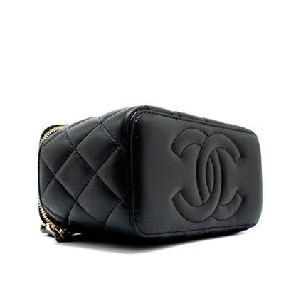 Chanel 23C Pearl Crush Long Vanity with Chain Lambskin Black L (Microchip)