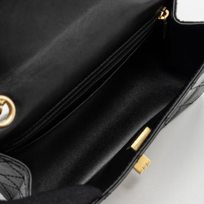 Chanel Mini 2.55 Reissue Flap Bag Aged Calfskin Black Brushed  (Microchip)