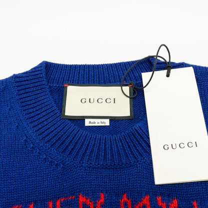 Gucci Size S Narcissus Poem Skull Sweater Wool/Cotton Purple/Multicolour