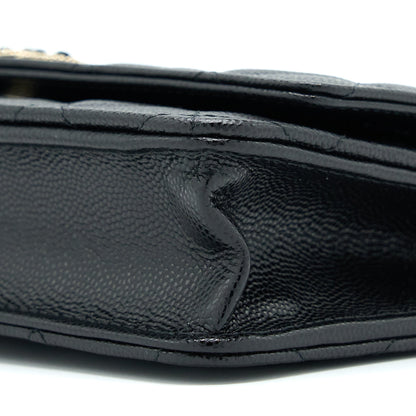 Chanel 22S Wallet On Chains With Detail CC Logo Caviar Black L