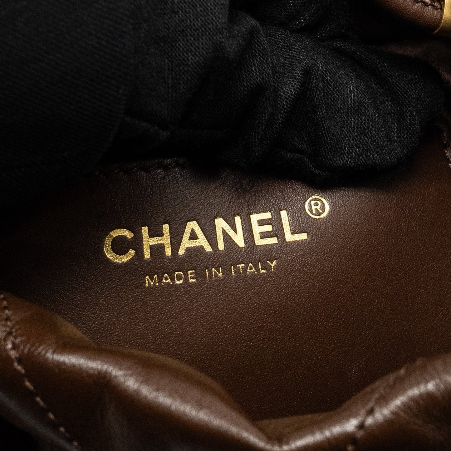 Chanel Mini 22 Bag Shiny Calfskin Chocolate  (microchip)