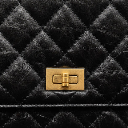 Chanel 2.55 Wallet on Chain Aged Calfskin Black Brushed  (Microchip)