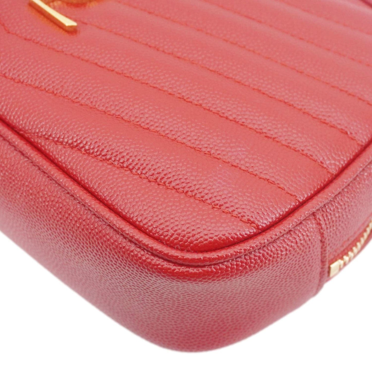 YVES SAINT LAURENT Lou Small Chevron Leather Camera Crossbody Bag Red
