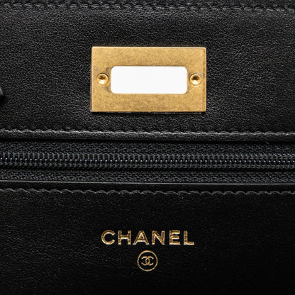 Chanel 2.55 Wallet on Chain Aged Calfskin Black Brushed  (Microchip)
