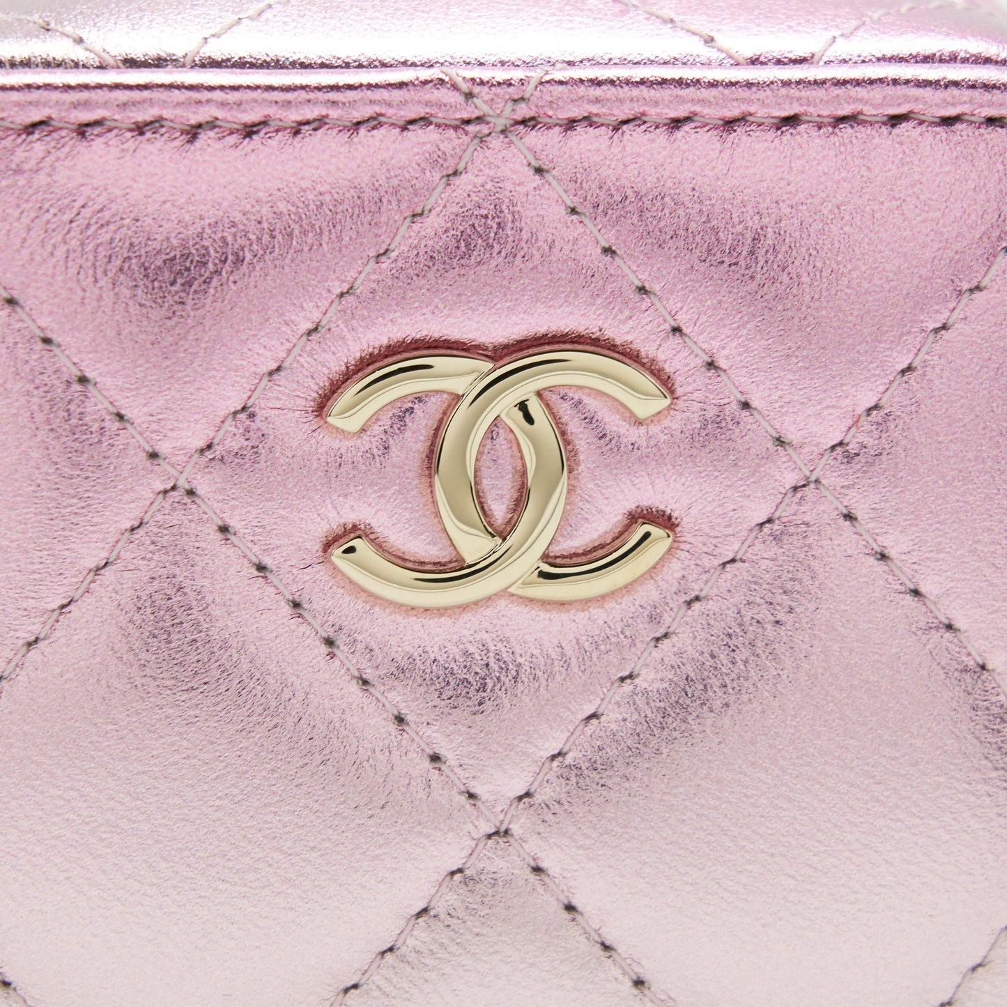 Chanel Mini Vanity With Giant Chain Iridescent Pink L