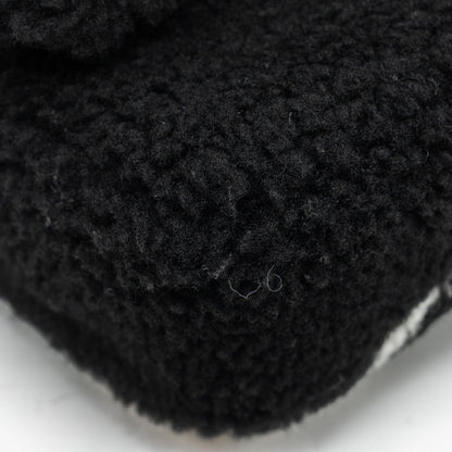 Chanel 22A Fluffy Camellia Flap Bag Embroidered Shearling Lambskin Black / White  (Microchip)