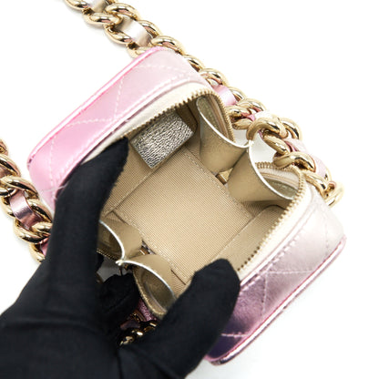 Chanel Mini Vanity With Giant Chain Iridescent Pink L