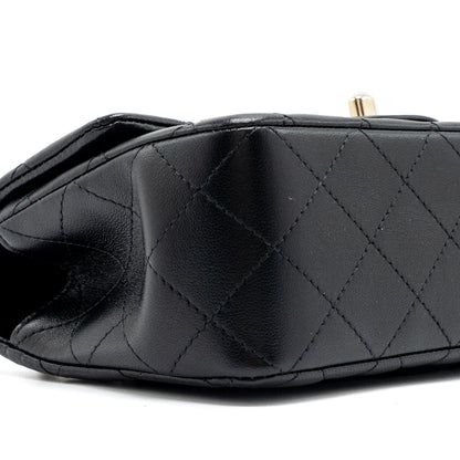 Chanel Top Handle Mini Rectangular Lambskin Black L(Microchip)