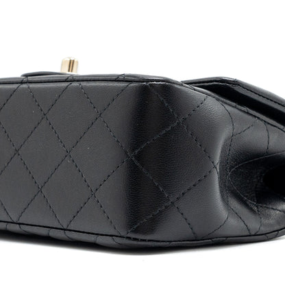 Chanel Top Handle Mini Rectangular Lambskin Black L(Microchip)