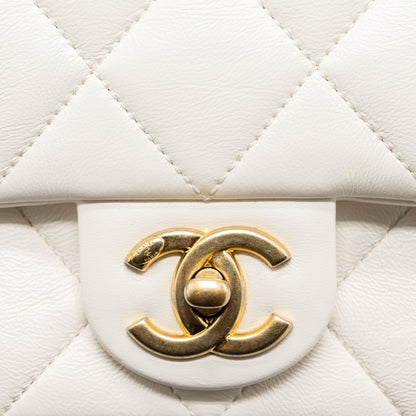Chanel 22S Giant Chain Flap Shoulder Bag Lambskin White Brushed  (Microchip)