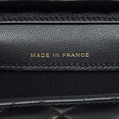 Chanel Mini flap card holder Ribbon Chain Lambskin Black L