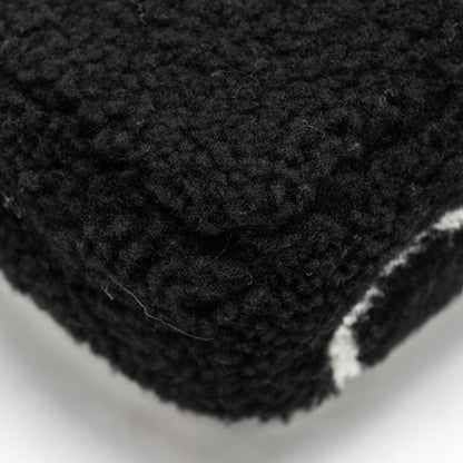 Chanel 22A Fluffy Camellia Flap Bag Embroidered Shearling Lambskin Black / White  (Microchip)