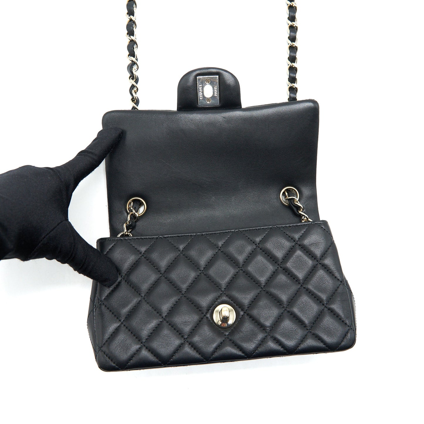 Chanel mini rectangular flap Bag Lambskin Black L