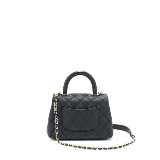 Chanel Coco Handle Extra Mini Black Embossed Handle L