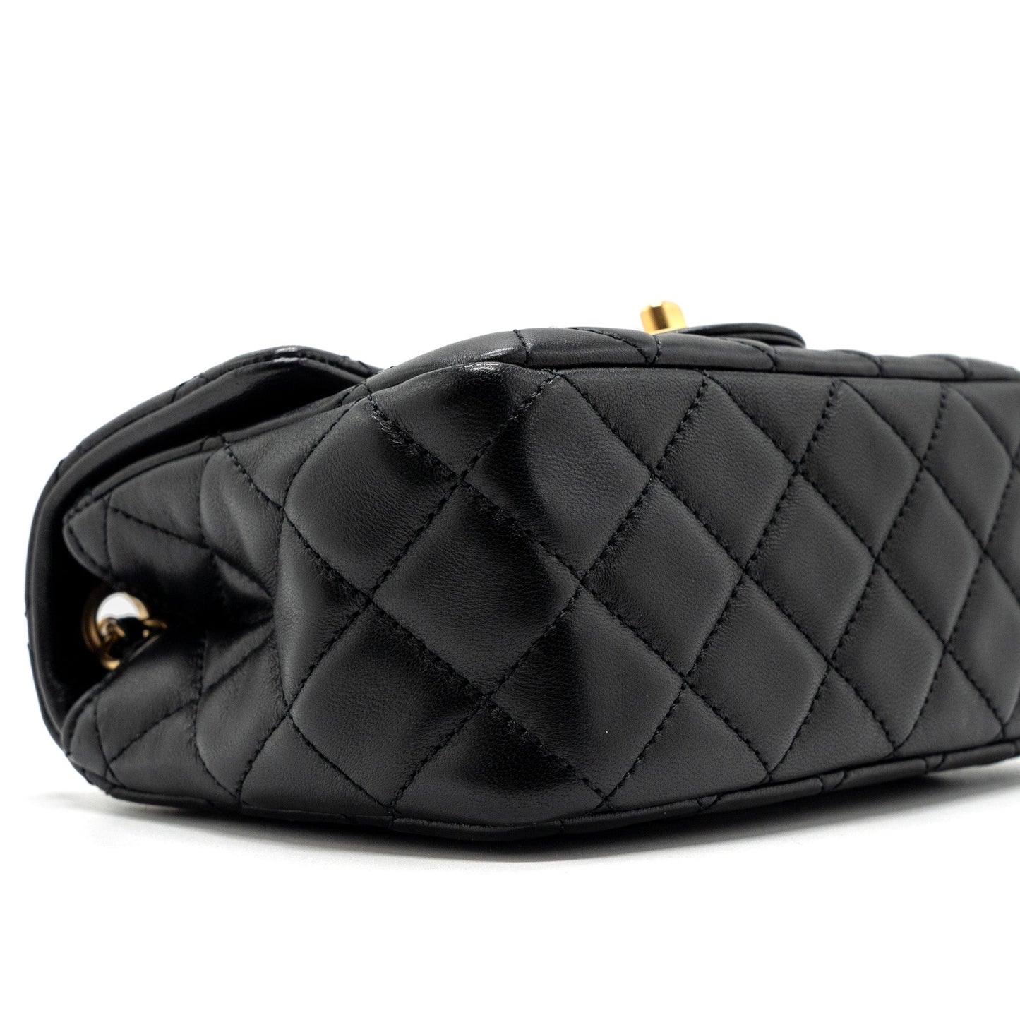 Chanel Pearl Crush Mini Square Flap Bag Lambskin Black (Microchip)