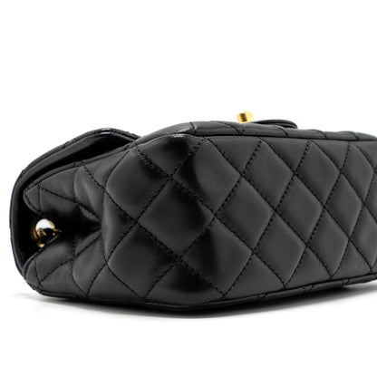 Chanel Pearl Crush Mini Square Flap Bag Lambskin Black (Microchip)