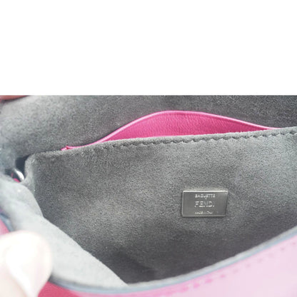 FENDI Micro Baguette Leather Crossbody Bag Pink