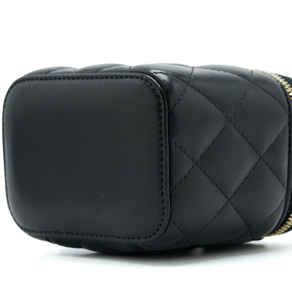 Chanel 22A Pearl Crush Mini Vanity With Chain Lambskin Black
