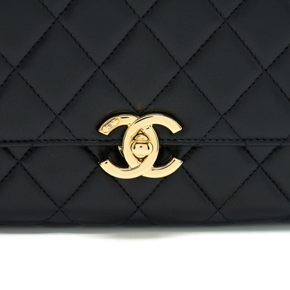 Chanel 21K Gold Metal Mini Flap Bag With Handle Black