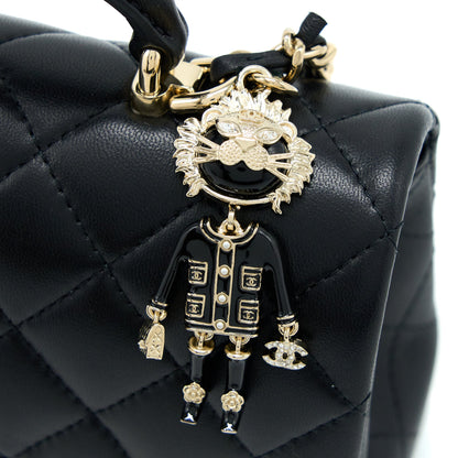Chanel 22P lion charm Top Handle Mini Rectangular flap bag Lambskin Black L (Microchip)
