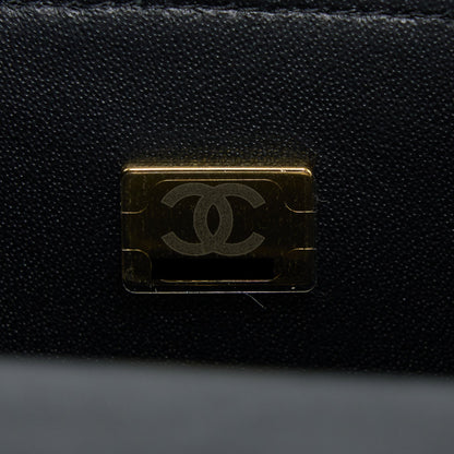 Chanel 22P lion charm Top Handle Mini Rectangular flap bag Lambskin Black L (Microchip)