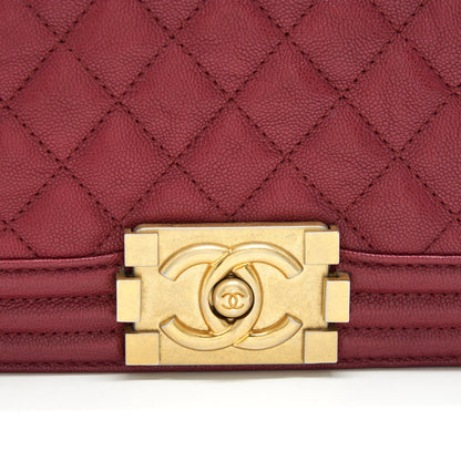 Chanel medium Boy Bag Caviar Raspberry Red brushed