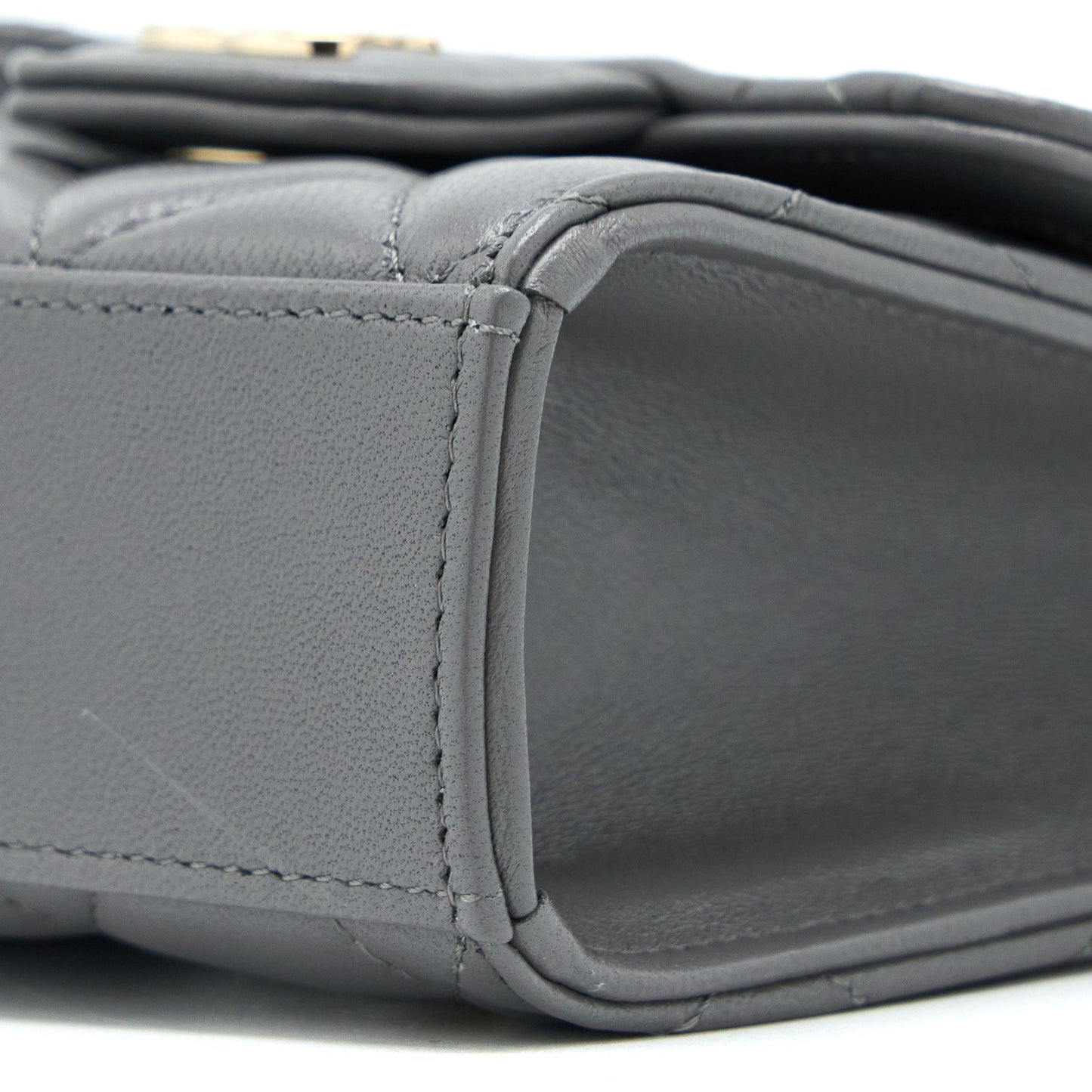 Chanel Mini Top Handle Flap Bag Lambskin Dark Grey L