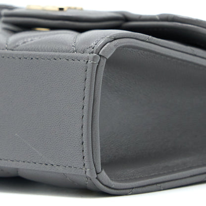 Chanel Mini Top Handle Flap Bag Lambskin Dark Grey L