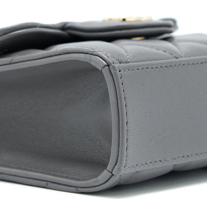 Chanel Mini Top Handle Flap Bag Lambskin Dark Grey L