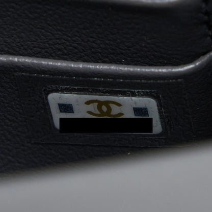 Chanel Mini Top Handle Flap Bag Lambskin Dark Grey L