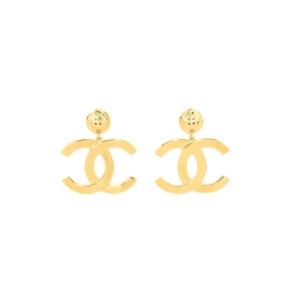Chanel Giant CC Logo Earrings Gold Tone