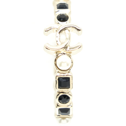Chanel Round CC Black Earrings With Pearl